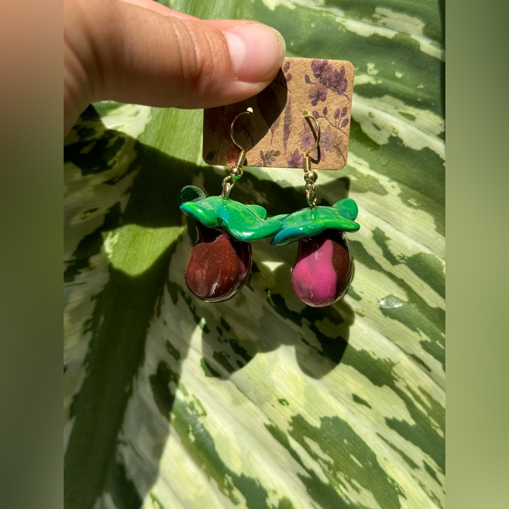 Polymer clay Eggplant Earrings